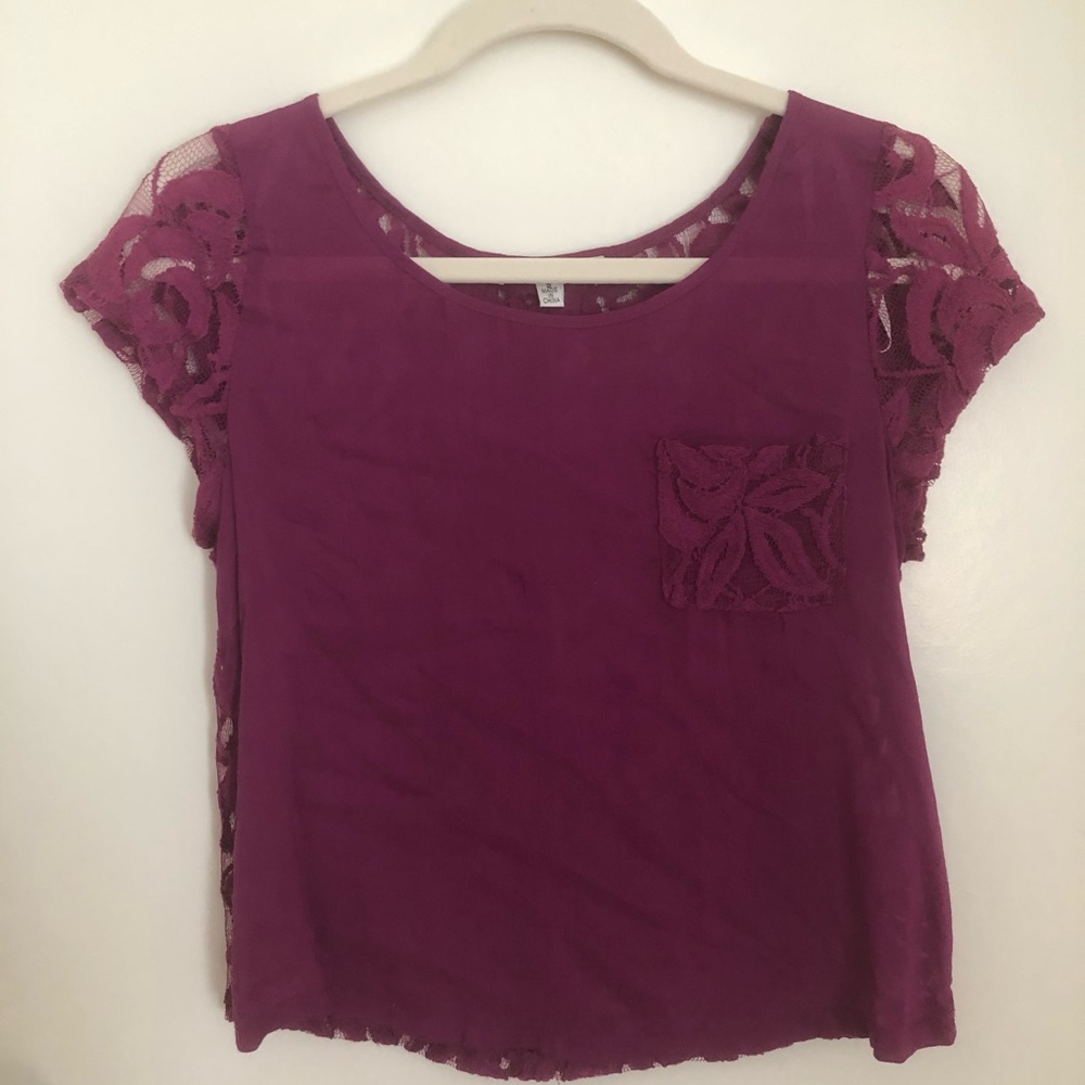 Lace Button Back Blouse
